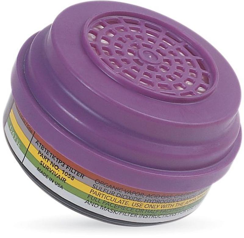 RESPIRATOR FILTER SURVIVAIR 105800 A1B1E1K1 P3 SUITABLE FOR MULTIPLE