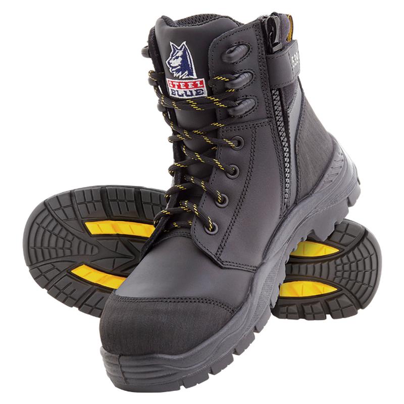 BOOT SAFETY STEEL BLUE TORQUAY EH 827539 ZIP SIDED 150MM TPU SOLE ...