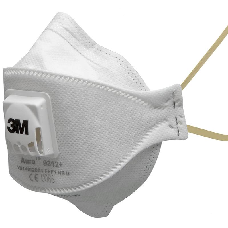 RESPIRATOR DISPOSABLE 3M 9312A+ P1 FLAT FOLD VALVED SUITABLE FOR DUST