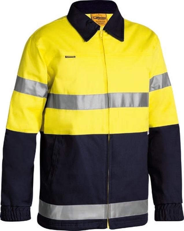 JACKET BISLEY BK6710T HI VIS D/N 3M TAPED 2 TONE 310GSM COTTON DRILL ...