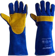 GLOVE WELDERS MASTER BLUE FORGE LW208 LEATHER REINFORCED PALM KEVLAR STICHING 40CM LARGE