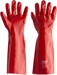 GLOVE SAFETY MASTER P331 PVC SINGLE DIPPED FULLY COATED COTTON LINER 45CM RED LARGE