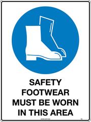 SAFETY SIGN METAL UNIFORM 112LM SAFETY FOOTWEAR MUST BE WORN IN THIS AREA 600 X 450MM