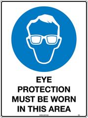 SAFETY SIGN POLY UNIFORM 103LP EYE PROTECTION MUST BE WORN IN THIS AREA 600 X 450MM