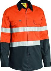 SHIRT L/SLEEVE BISLEY BS6896 HI VIS D/N 3M TAPED 2 TONE 155GSM COTTON DRILL VENTED GUSSET CUFF