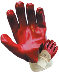 GLOVE SAFETY PROCHOICE 3/4 PVC COATED KNITWRIST COTTON LINER 27CM - RED