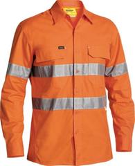 SHIRT L/SLEEVE BISLEY X AIRFLOW RIPSTOP BS6416T HI VIS D/N 3M TAPED 150GSM COTTON DRILL