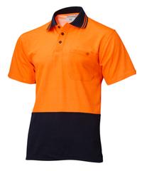 POLO S/SLEEVE MASTER  HI VIS 2 TONE 185GSM POLYESTER/COTTON BACK