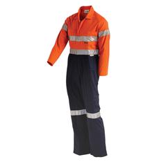 COVERALL WORKIT 4002 2 TONE HI VIS D/N TAPED 190GSM COTTON DRILL